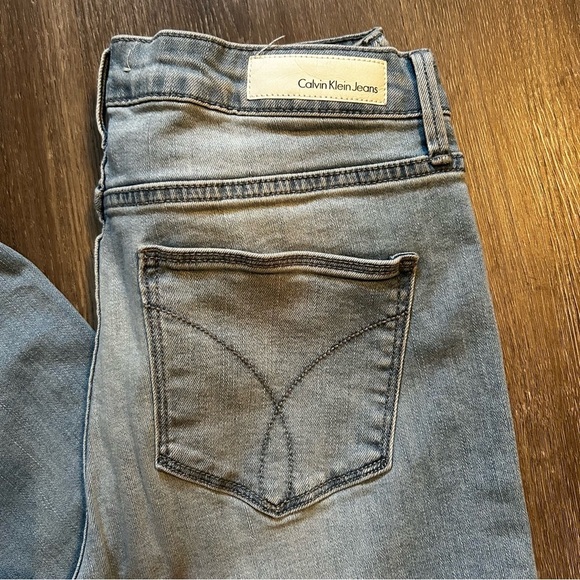 Calvin Klein Light Blue Bell Bottom, Flare, Low Rise,Denim Jeans - Picture 3 of 5